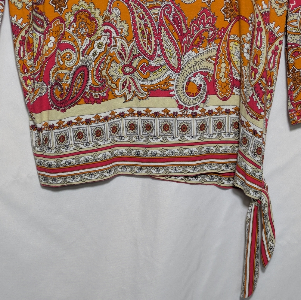 Women's Chico's Paisley Print Women's Top, Spring/Summer Stretchy, 1/2 Sleeves - Picture 3 of 9